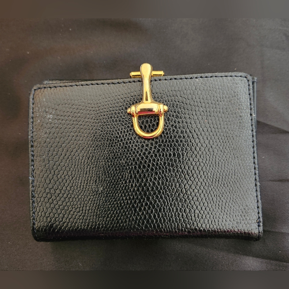 M London Black Wallet with Gold Clasp